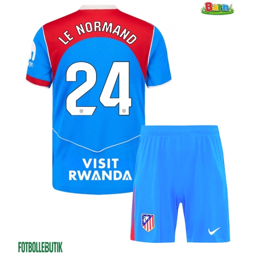 Atletico Madrid Robin Le Normand #24 Tredjeställ Barn 2025-26 Kortärmad (+ Korta byxor)